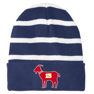 Mahomes Goat G.O.A.T Football Fan Striped Beanie with Solid Band