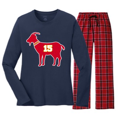 Mahomes Goat G.O.A.T Football Fan Women's Long Sleeve Flannel Pajama Set 