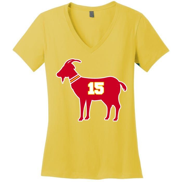 Mahomes Goat G.O.A.T Football Fan Women's V-Neck T-Shirt