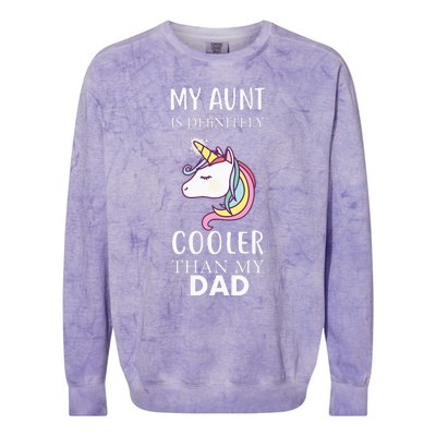 My Aunt Is Definitely Cooler Than My Dad Kids Niece Nephew Colorblast Crewneck Sweatshirt