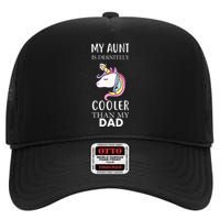 My Aunt Is Definitely Cooler Than My Dad Kids Niece Nephew High Crown Mesh Back Trucker Hat