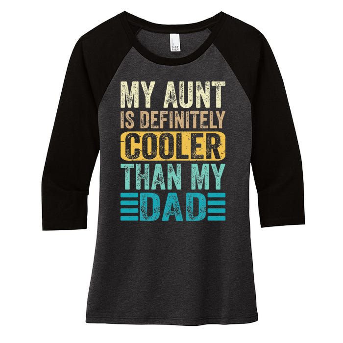 My Aunt Is Definitely Cooler Than My Dad Cool Auntie Funny Women's Tri-Blend 3/4-Sleeve Raglan Shirt