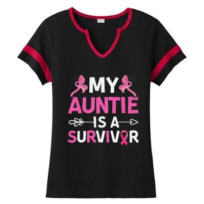 My Auntie Is A Survivor October Breast Cancer Awareness Day Ladies Halftime Notch Neck Tee