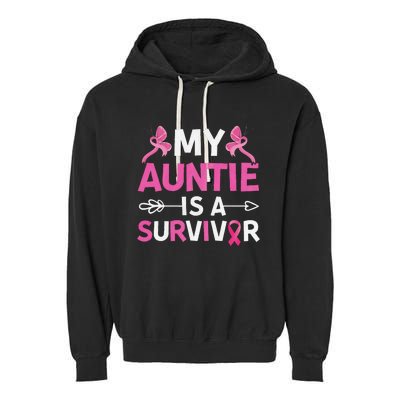 My Auntie Is A Survivor October Breast Cancer Awareness Day Garment-Dyed Fleece Hoodie