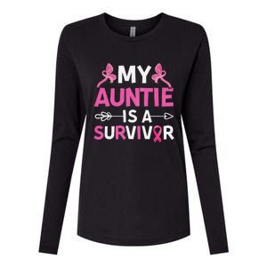 My Auntie Is A Survivor October Breast Cancer Awareness Day Womens Cotton Relaxed Long Sleeve T-Shirt