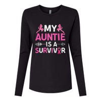 My Auntie Is A Survivor October Breast Cancer Awareness Day Womens Cotton Relaxed Long Sleeve T-Shirt