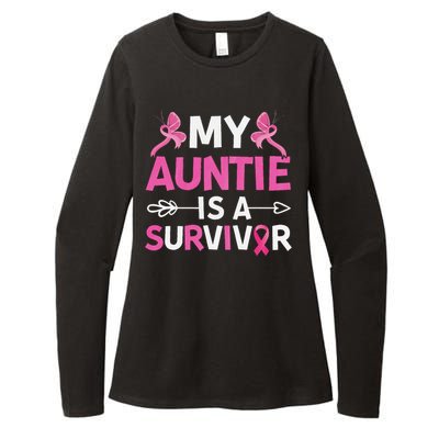 My Auntie Is A Survivor October Breast Cancer Awareness Day Womens CVC Long Sleeve Shirt