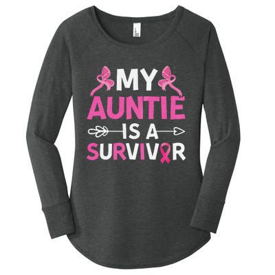 My Auntie Is A Survivor October Breast Cancer Awareness Day Women's Perfect Tri Tunic Long Sleeve Shirt