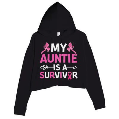 My Auntie Is A Survivor October Breast Cancer Awareness Day Crop Fleece Hoodie