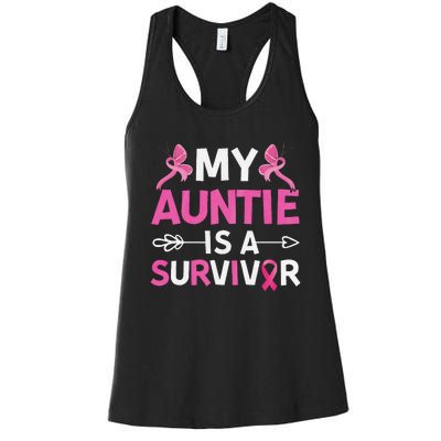 My Auntie Is A Survivor October Breast Cancer Awareness Day Women's Racerback Tank