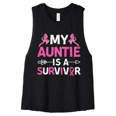 My Auntie Is A Survivor October Breast Cancer Awareness Day Women's Racerback Cropped Tank