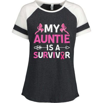 My Auntie Is A Survivor October Breast Cancer Awareness Day Enza Ladies Jersey Colorblock Tee