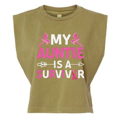 My Auntie Is A Survivor October Breast Cancer Awareness Day Garment-Dyed Women's Muscle Tee