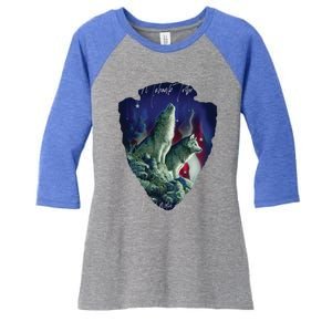 Mohawk American Indian Tribe Wolf Pride Howling Tribute Gift Women's Tri-Blend 3/4-Sleeve Raglan Shirt