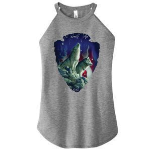 Mohawk American Indian Tribe Wolf Pride Howling Tribute Gift Women's Perfect Tri Rocker Tank