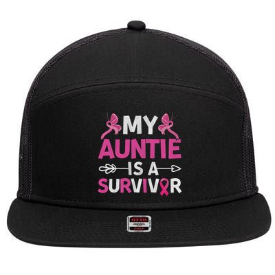 My Auntie Is A Survivor October Breast Cancer Awareness Day 7 Panel Mesh Trucker Snapback Hat