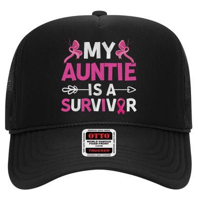 My Auntie Is A Survivor October Breast Cancer Awareness Day High Crown Mesh Back Trucker Hat