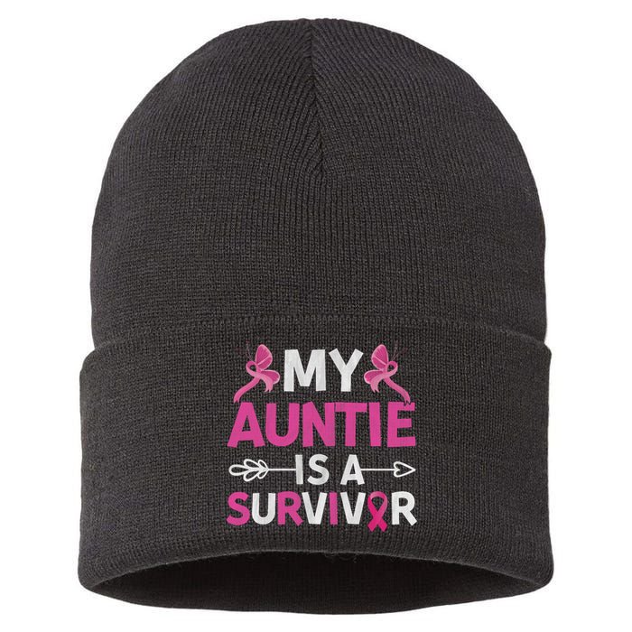 My Auntie Is A Survivor October Breast Cancer Awareness Day Sustainable Knit Beanie