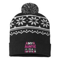 My Auntie Is A Survivor October Breast Cancer Awareness Day USA-Made Snowflake Beanie