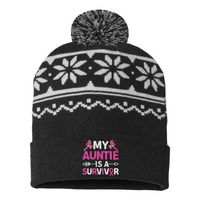 My Auntie Is A Survivor October Breast Cancer Awareness Day USA-Made Snowflake Beanie