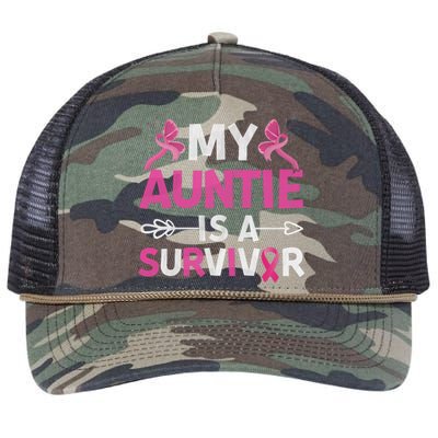 My Auntie Is A Survivor October Breast Cancer Awareness Day Retro Rope Trucker Hat Cap