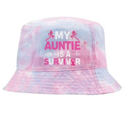 My Auntie Is A Survivor October Breast Cancer Awareness Day Tie-Dyed Bucket Hat