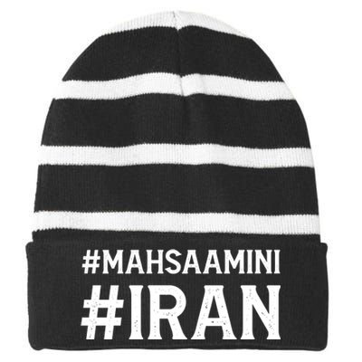 Mahsa Amini Iran Justice Striped Beanie with Solid Band