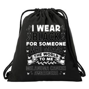 Melanoma Awareness I wear black Melanoma Cancer Awareness Drawstring Bag