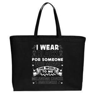 Melanoma Awareness I wear black Melanoma Cancer Awareness Cotton Canvas Jumbo Tote