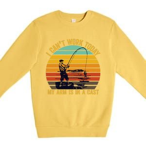 My Arm Is In A Cast Funny Fishing Gifts  Fisherman Premium Crewneck Sweatshirt