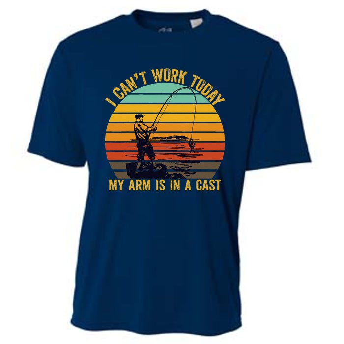 My Arm Is In A Cast Funny Fishing Gifts  Fisherman Cooling Performance Crew T-Shirt