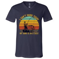 My Arm Is In A Cast Funny Fishing Gifts  Fisherman V-Neck T-Shirt