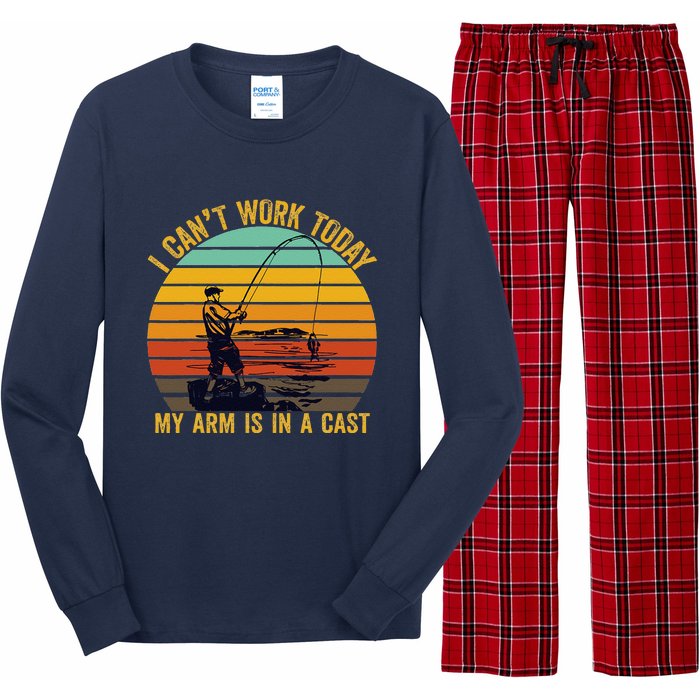 My Arm Is In A Cast Funny Fishing Gifts  Fisherman Long Sleeve Pajama Set