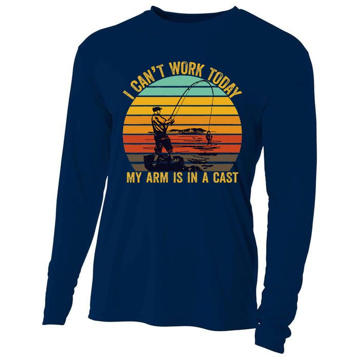 My Arm Is In A Cast Funny Fishing Gifts  Fisherman Cooling Performance Long Sleeve Crew