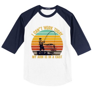 My Arm Is In A Cast Funny Fishing Gifts  Fisherman Baseball Sleeve Shirt