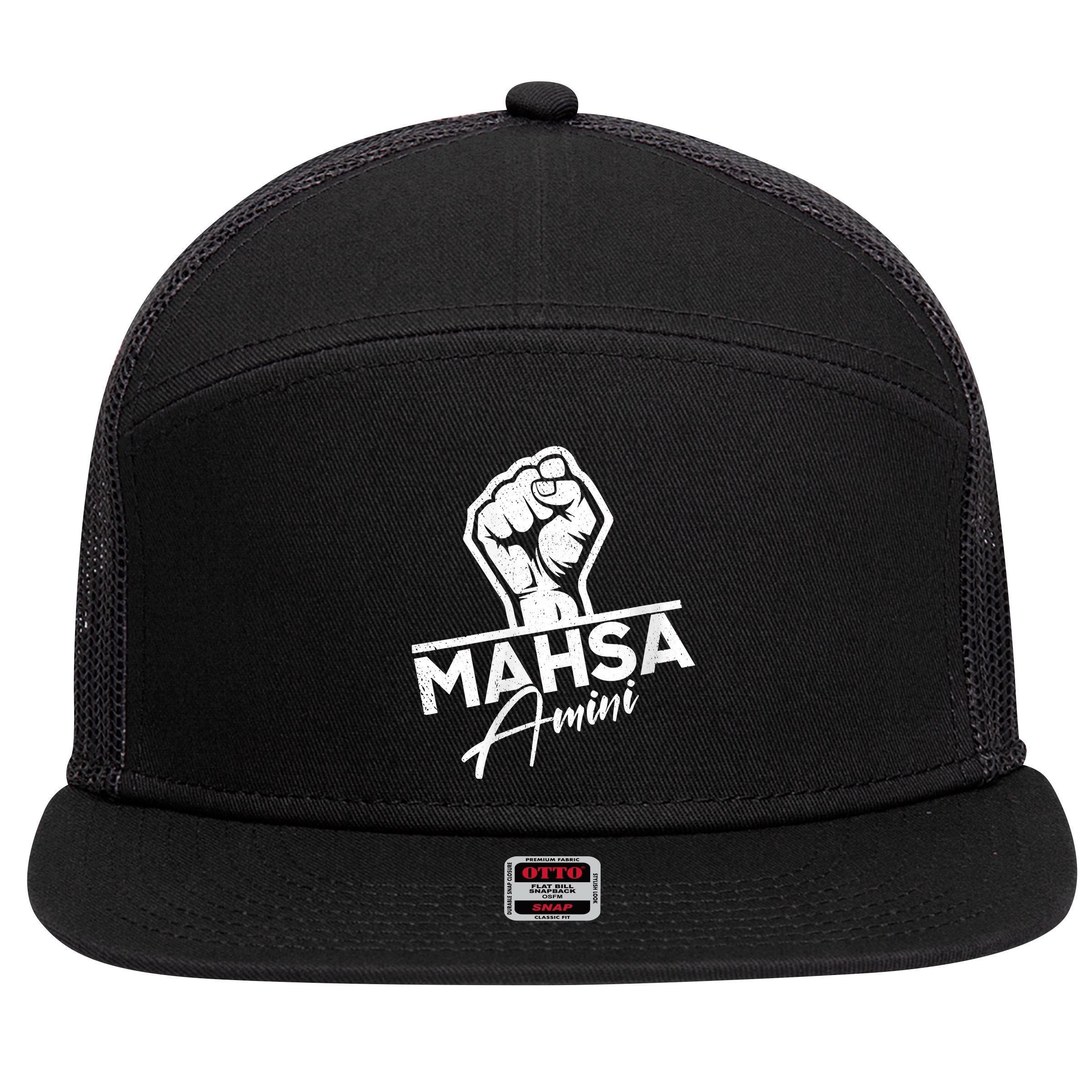 Mahsa Amini Iran MAHSAAMINI 7 Panel Mesh Trucker Snapback Hat