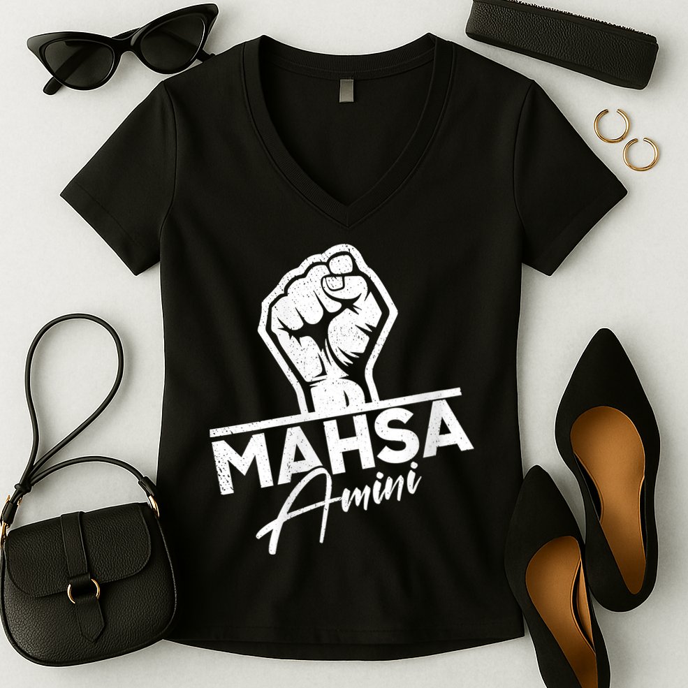 Mahsa Amini Iran MAHSAAMINI Women's V-Neck T-Shirt