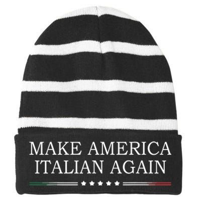 Make America Italian Again Striped Beanie with Solid Band