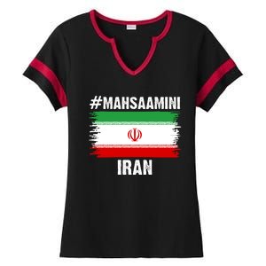 Mahsa Amini Iran Flag Support Womens Rights Ladies Halftime Notch Neck Tee