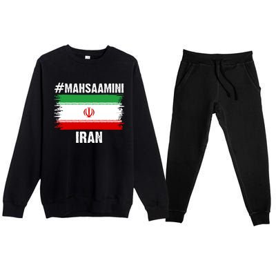 Mahsa Amini Iran Flag Support Womens Rights Premium Crewneck Sweatsuit Set