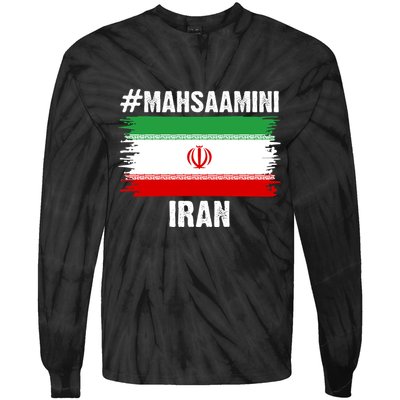 Mahsa Amini Iran Flag Support Womens Rights Tie-Dye Long Sleeve Shirt