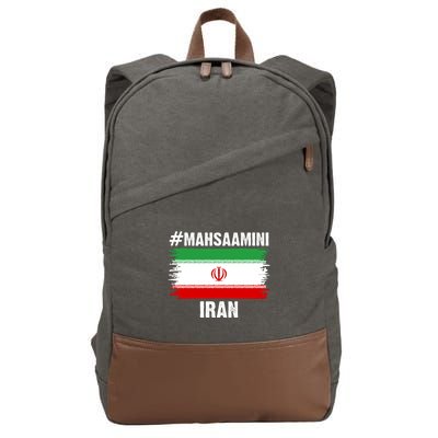 Mahsa Amini Iran Flag Support Womens Rights Cotton Canvas Backpack