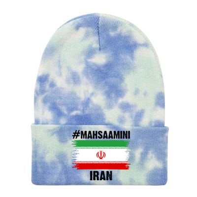 Mahsa Amini Iran Flag Support Womens Rights Tie Dye 12in Knit Beanie