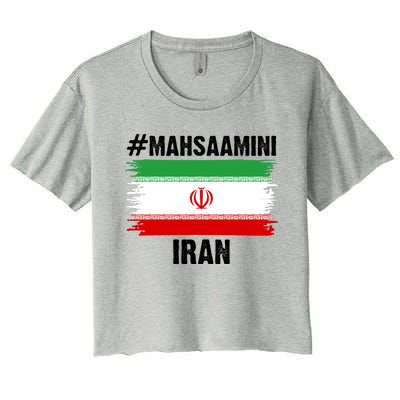 Mahsa Amini Iran Flag Support Womens Rights Women's Crop Top Tee