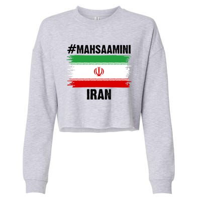 Mahsa Amini Iran Flag Support Womens Rights Cropped Pullover Crew