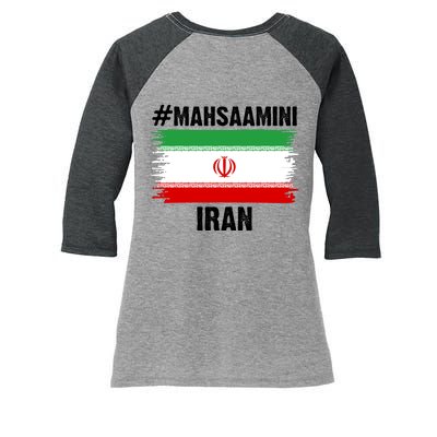 Mahsa Amini Iran Flag Support Womens Rights Women's Tri-Blend 3/4-Sleeve Raglan Shirt