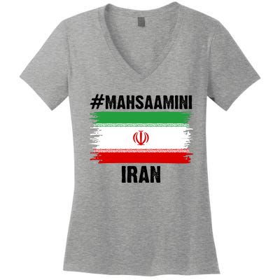 Mahsa Amini Iran Flag Support Womens Rights Women's V-Neck T-Shirt