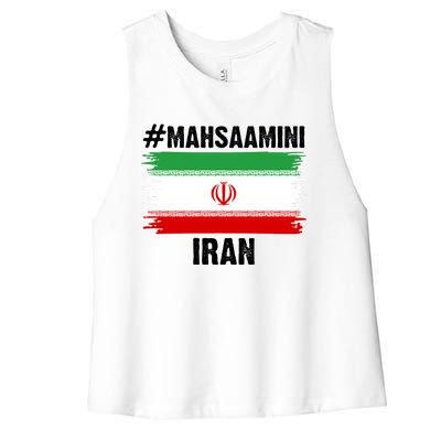 Mahsa Amini Iran Flag Support Womens Rights Women's Racerback Cropped Tank