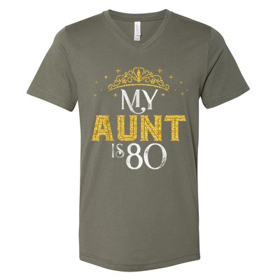My Aunt Is 80 Years Old 1945 80th Birthday For Aunt V-Neck T-Shirt