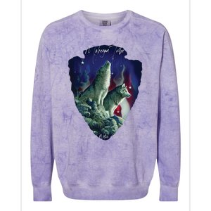 Mohegan American Indian Tribe Wolf Pride Howling Tribute Gift Colorblast Crewneck Sweatshirt